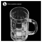 A 4 Pack Heavy Beer Glass Mug - 16oz Beer Mug, Large Beer Glasses with Handle, Frozen Beer Mugs For Freezer, Classic Beer Mug glasses Set Glass Steins for Bar, Beverage, Dishwasher Freezer Safe 485ML