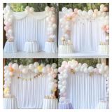 A 20 ft x 10 ft Wrinkle Free White Backdrop Curtain for Wedding Parties, Polyester Photo Backdrop Drapes for Baby Shower Birthday Party Backdrop Stand, Bulk Thick Background Curtains 5x10FT 4 Panels