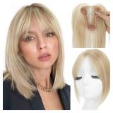 UDU Hair Toppers for Women Real Human Hair Human Hair Toppers with Bangs Clip In Bangs Wiglets Hair Pieces for Women with Thinning Hair Hair Loss Cover Gray Hair - Retail: $79.88