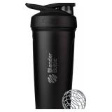 BlenderBottle Strada Shaker Cup Insulated Stainless Steel Water Bottle with Wire Whisk, 24-Ounce, Black