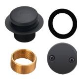 Black Tub Drain Tip-Toe Tub Trim Set Conversion Kit Assembly, Hidrop Bathtub Drain Replacement Trim Kit with 2-Hole Overflow Faceplate and Universal Fine/Coarse Thread, Matte Black