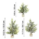 Winlyn Set of 3 Mini Frosted Artificial Pine Trees with Pinecones and Wood Bases Small Tabletop Christmas Trees for Rustic Farmhouse Christmas Winter Holiday Decorations Table Centerpiece DÃ©cor