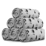 Comsmart Dog Blankets for Small Dogs, 6 Pack Puppy Blanket Cute Paw Print Pet Blanket for Dog, Puppy, Cat, Kitten, 39x31 inches, Grey