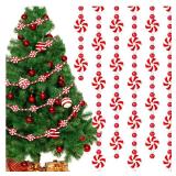 Christmas Candy Garland, Red Christmas Tree Bead Garlands Christmas Decorations Hanging Peppermint Hanging Christmas Tree for Party Wreaths Home Fireplace Ornaments (10 Feet)