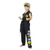 Treyrea Costume Karate Dress Up Uniform With Headband Belt Halloween Party Cosplay Outfit for Kids (S(4T-5T), black 2)