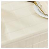 UKOMIUT Rectangle Plaid Table Cloth Waterproof Checkered Jacquard Tablecloth Elegance Wrinkle Resistant Decorative Grid Fabric Table Cover for Kitchen Dining or Outdoor (Beige 60 x 84 Inch)