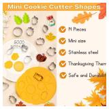 Crethinkaty 14 Pieces Mini Thanksgiving Cookie Cutters,Fall Holiday Biscuit Cutter Set,Thanksgiving Stainless Steel Cookie Cutter Sets for Baking Pumpkin,Maple leaf,Turkey,Squirrel,Acorn