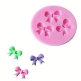 HengKe 2 Pieces Mini Bow Silicone Fondant Molds bowknot Molds Handmade Ice Cream Soap Mould Crystal Cupcake Cake Topper Decor Desserts Ice Cube Candy Pudding