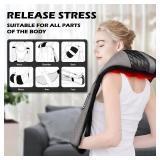 Blue Elf Shiatsu Electric Neck Back Massager Pillow 3D Kneading with Heat for Shoulder, Lower Back, Foot, Leg Muscles Pain Relief Relax in Car Office and Home (Gray)