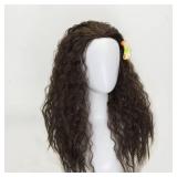 FALAMKA Long Dark Brown Curly Wig with Plumeria Flower for Girl Halloween Costume