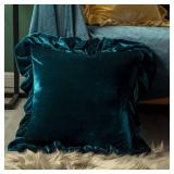 GLORY SEASON Velvet Throw Pillow Cover Soft Decorative Luxurious Solid Square Cushion Case for Sofa Couch Bedroom Farmhouse,Pack of 2, 18 x 18 Inches, Malachite Green