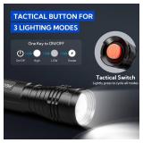 RECHOO S2000 LED Flashlight High Lumens, Super Bright, Powerful, Mid-Size Tactical Flashlight with 3 Modes, Zoomable, Water Resistant Flashlights for Home, Emergencies, Camping, Outdoor Use