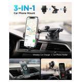 CHGeek Wireless Car Charger with Phone Holder Mount, 15W Fast Charging Auto Clamping Phone Holders for You Car Windshield Dashboard Air Vent Accessories for iPhone, Samsung Galaxy, Google, etc