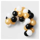 30ct Balloon Garlands Black/Gold/White - Spritzâ¢