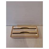 Plastic Wrap foil wax or parchment Organizer 2 in 1 Bamboo Dispenser with Cutter