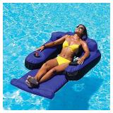 SWIMLIME ORIGINAL Fabric Covered Ultimate Floating Lounge Chair With Cup Holder Back Leg And Arm Rests And Storage Compartment For Kids And Adults