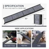 Dog Ramp for Car, 63" Long & 17" Wide Folding Portable Pet Stair Ramp with Non-Slip Rug Surface, Extra Wide Dog Steps for Medium & Large Dogs Up to 250LBS Enter a Car, SUV & Truck