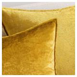 MIULEE Pack of 2 Decorative Velvet Throw Pillow Covers Soft Pillowcase Solid Square Cushion Case for Sofa Bedroom Car 20x20 Inch 50x50 cm Golden Retail $18.73