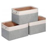 Kntiwiwo Storage Baskets for Closet 15" x 10" x 9.5" Fabric Storage Bins for Shelves Decorative Storage Cubes with Handles Large Linen Closet Organizer Bins for Home, Set of 3, Grey Retail $31.19