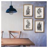 LITIVY Set of 4 Framed Wall Art Farmhouse Tree Prints Wall Decor Black and White Botanical Wall Arts Rustic Minimalist Wall Decor Retail $33.40