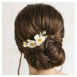 Yean Bride Flower Bridal Hair Comb Gold Leaf Wedding Hair Piece Floral Hair Accessories for Women and Girls (Gold) Retail $17.49