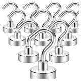 Neosmuk Magnetic Hooks,30lb+ Heavy Duty Earth Magnets with Hook for Refrigerator, Extra Strong Cruise Hook for Hanging, Magnetic Hanger for Cabins, Grill (Silver White, Pack of 10) Retail $11.99