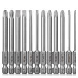 REXBETI 12 Piece Slotted Phillips Screwdriver Bit Set, 1/4 Inch Hex Shank S2 Steel Magnetic 3 Inch Long Drill Bits (Slotted Set) Retail $13.46