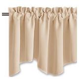 NICETOWN Window Valances for Sliding Door - Blackout 52 inches by 18 inches Rod Pocket Dining Room/Kitchen Tier Valances Window Curtain Topper Decorations (Biscotti Beige, 2 Pieces)