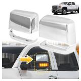 AMSPRAC Chromed Tow Mirror Caps fit for For Chevy Silverado GMC Sierra 2014-2019,23444125 23444126 23444119 23444120,Top & Bottom Clip-On,Front Left Right Side Mirror Housing Covers Caps,2PCS