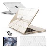 IBENZER Compatible with 2024 2023 2022 MacBook Air 13 inch Case M3 A3113 M2 A2681, Hardshell Case & KeyboardCover & ScreenFilm & Type-C Adapter for Mac Air 13.6, Crystal Clear, AT13-KK-CYCL+2TC