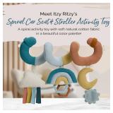 Itzy Ritzy Spiral Car Seat & Stroller Activity Toy - Stroller & Car Seat Toys for Ages 0 Months and Up - Hanging Toys Include Clinking Rings, Mirror and Textured Ribbons (Rainbow)