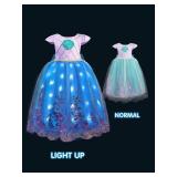 UPORPOR Light Up Dress Princess Costume Girls Halloween Outfit for Toddler Christmas Dress for Teens Kids Birthday Party Carnival, 120