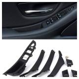 FEXON Black Window Switch Armrest Panel, Inner Door Pull Handle Trim Cover Kits Replacement for 2010-2016 BMW 5 Series 520 523 525 528 530 535