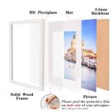 wyooxoo 12x16 Picture Frame White Solid Wood Photo Frames Display Pictures 11x14 with Mat or 12x16 Without Mat Colorful Frame For Tabletop Display or Wall