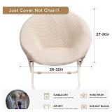 SearchI Stretch Round Saucer Chair Cover, Jacquard Moon Chair Slipcovers Replacement Seats Protector Only, Removable Spandex Fabric Soft Chair Covers for Adults Saucer Chair (Off White)