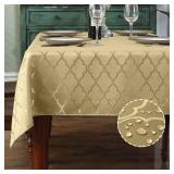 SASTYBALE Christmas Fall Tablecloth Damask Fabric Table Cloth, Water Resistant & Wrinkle Free Polyester Table Cover for Kitchen Dining Tabletop (Rectangle/Oblong, 52" x 70" (4-6 Seats), Champagne)