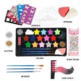 LUMIGRAIN Face Painting Kit for Kids - 16 Colors Water BasedNon-Toxic and Hypoallergenic Face Paint Kit, Safe and Easy to Use Face Paint for Kids - Parties, Birthdays, Halloween Face Body Makeup Kit