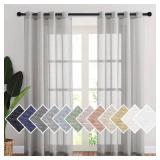 NICETOWN Sheer Linen Bedroom Window Curtains 84 inches Length, Grommet Privacy Semitransparent Light Filtering Flax Sheer Window Treatment for Living Room, Grey, W52 by L84, 1 Pair