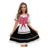 Pnbiluo Oktoberfest Outfits Women Carnival Bavarian German Oktoberfest Costume Dirndl Dress Puff Sleeves Maid Dress Halloween Small Size