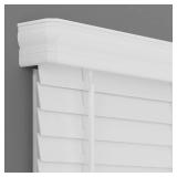 Cordless 2-Inch Faux Wood Blinds for Indoor Windows, White - Custom Sizes, Horizontal Venetian Blinds with Traditional Valance and Tilt Control - 18" W x 48" H