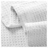 Glamburg 100% Cotton Thermal Blanket, Breathable Bed Blanket King Size, Soft Waffle Blanket, King Blanket, All Season Cotton Blanket, White