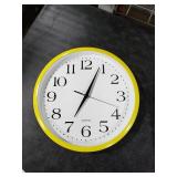 Bernhard Products Yellow Wall Clock 12 inch Silent Non Ticking Battery Operated Quartz Easy to Read Round Classroom Home Decor for Kids Playroom Baby Room Nursery Fun