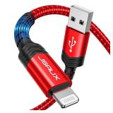 JSAUX Apple MFi Certified Lightning Cable 4ft, iPhone Charger Cable Nylon Braided Heavy Duty, Upgraded C89 USB Lightning Cord for iPhone 11 Xs Max X XR 8 7 6s 6 Plus SE 5 5s, iPad, iPod-Red