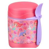 Pawtong 10oz Soup Thermo for Hot Food Kids Insulated Food Jar,Thermo Hot Food Lunch Container, Width Mouth Stainless Steel Lunch Box for Kids with Spoon (Pink-mermaid)