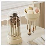 Makeup Brush Cleaner 3 in 1,Silicone Makeup Brushes Organizer with Cleaner Bowl and Brush Drying Holder,Cosmetic tools Cleaning Organizer for Storage & Air Drying