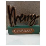 Holiday Style Wooden Decor - set of 2 - "Merry Christmas" and "Seasons Greetings"