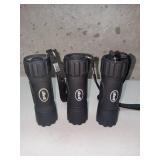 Performance Tool W2456 Storm 65lm Black Composite Flashligth (set of 3 Flashlights) - cities Battery Compartment - untested