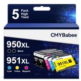 CMYBabee Compatible 950XL and 951XL Ink Cartridges Combo Pack Replacement for HP OfficeJet Pro 8600 8610 8615 8620 8625 8630 8100 276dw 251dw Printer (2 Black, 1 Cyan, 1 Magenta, 1 Yellow, 5-Pack)