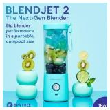 BlendJet Portable Blender for Smoothies & Shakes - 16oz BlendJet 2 Cordless Personal & Small Blender, USB-C Rechargeable & Self Cleaning - Quiet Mini Travel Blender with Stainless Steel Blade (Mint) P