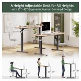 FEZIBO Electric Standing Desk, 63 x 24 Inches Height Adjustable Table, Ergonomic Home Office Furniture with Splice Board, Grey Frame/Light Rustic Brown Tabletop